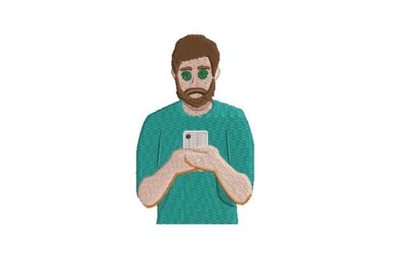 Review: Man Looking at Phone Embroidery Design