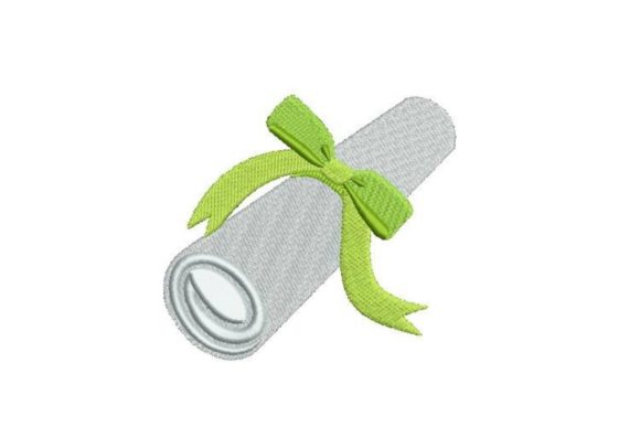 Reviewing the Graduation Scroll with Green Ribbon